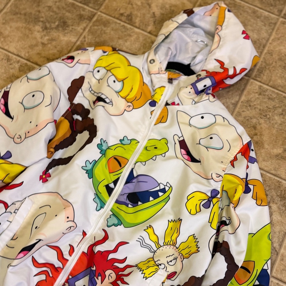 Members Only Nickelodeon Rugrats Windbreaker Jacket XL White Multi MN050142